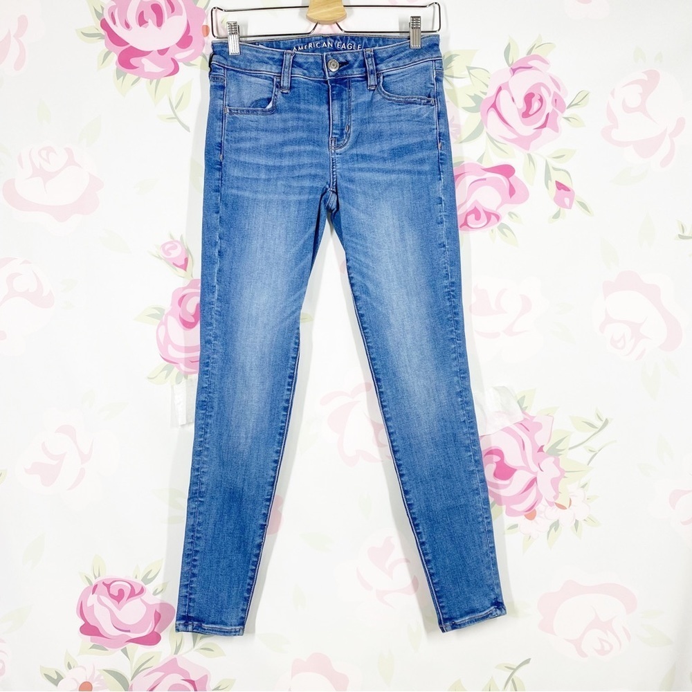 American Eagle Outfitters AEO Medium Wash Denim Jean Jeggings 4